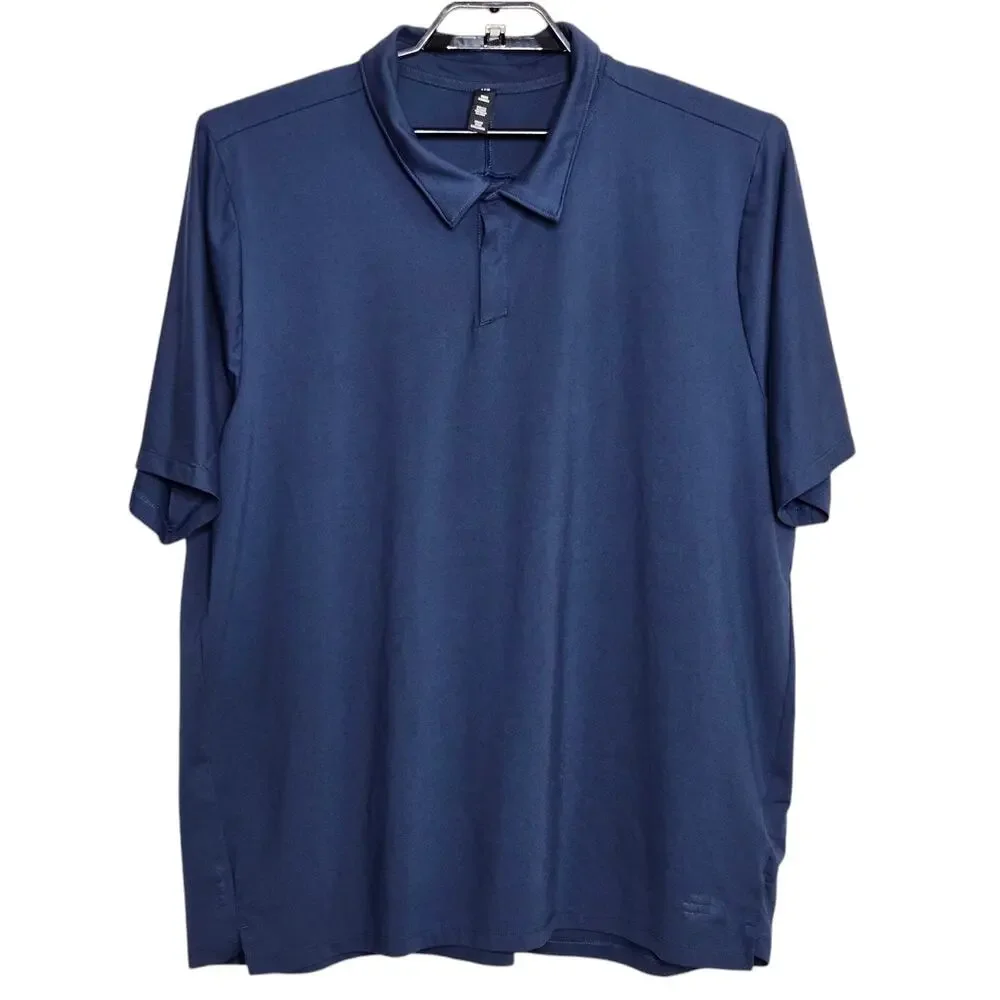 Mens The North Face Dune Sky Polo Size XXL Slate Blue Short Sleeve Snap